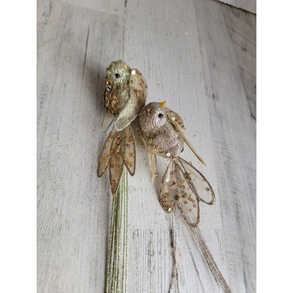 Clip on glitter bird long tail ornament Xmas set unique - Picture 8 of 9